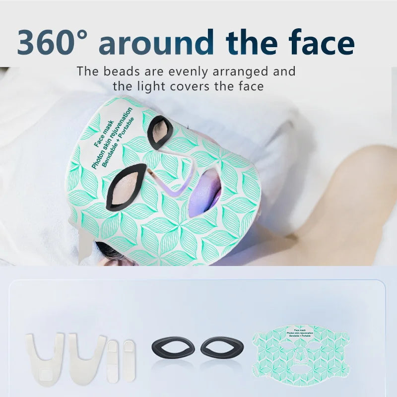7＋1 Colors LED  Face Mask and Neck  with 850NM Near-infrared Rechargeable Red Light Therapy Mask Skin Care Device for Anti-Aging