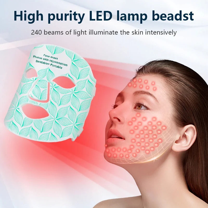 7＋1 Colors LED  Face Mask and Neck  with 850NM Near-infrared Rechargeable Red Light Therapy Mask Skin Care Device for Anti-Aging