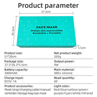 7＋1 Colors LED  Face Mask and Neck  with 850NM Near-infrared Rechargeable Red Light Therapy Mask Skin Care Device for Anti-Aging