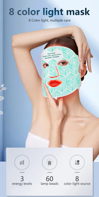 7＋1 Colors LED  Face Mask and Neck  with 850NM Near-infrared Rechargeable Red Light Therapy Mask Skin Care Device for Anti-Aging