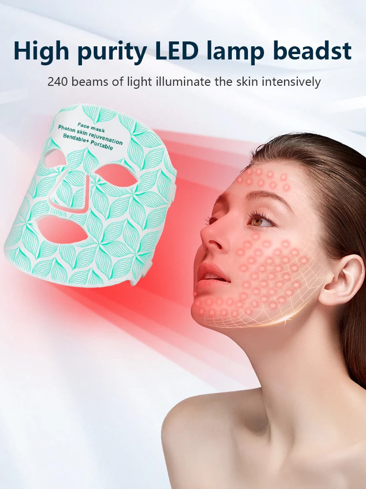 7＋1 Colors LED  Face Mask and Neck  with 850NM Near-infrared Rechargeable Red Light Therapy Mask Skin Care Device for Anti-Aging