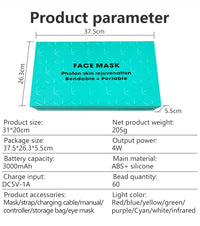 7＋1 Colors LED  Face Mask and Neck  with 850NM Near-infrared Rechargeable Red Light Therapy Mask Skin Care Device for Anti-Aging