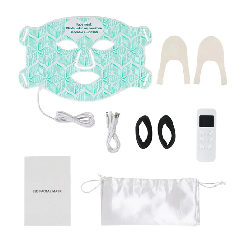 7＋1 Colors LED  Face Mask and Neck  with 850NM Near-infrared Rechargeable Red Light Therapy Mask Skin Care Device for Anti-Aging