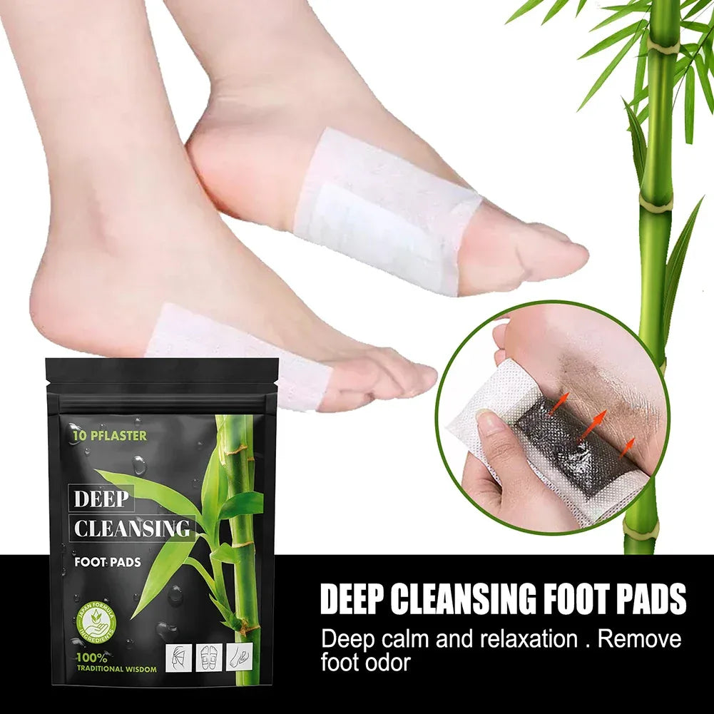 Bamboo Charcoal Detox Foot Patches - Natural Toxin Removal & Stress Relief (10pcs) - Rami Wellness Talk