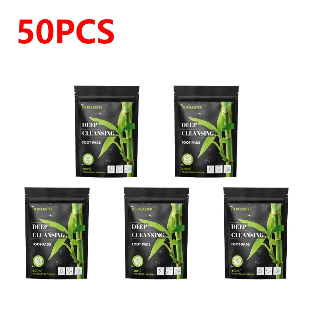 Bamboo Charcoal Detox Foot Patches - Natural Toxin Removal & Stress Relief (10pcs) - Rami Wellness Talk