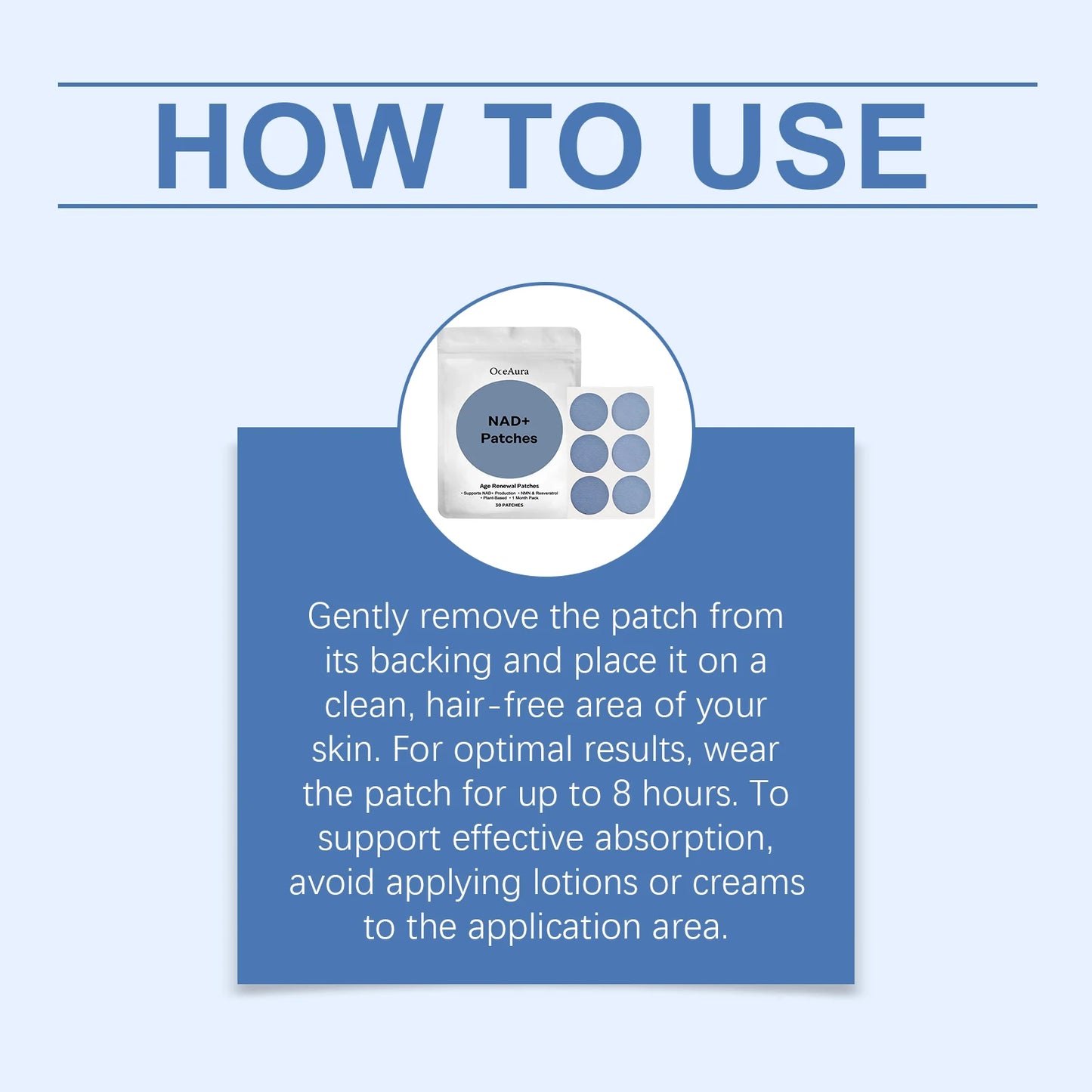 OceAura NAD+ Energy Boost Patches Enhance Focus & Cell Regeneration Immune Support Supplement for Vitality Rejuvenation Patches