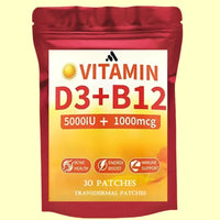 Vitamin D3 & Vitamin B12 Transdermal Patches Natural Energy, Mood, Metabolism & Focus 30 Patches - Rami Wellness Talk